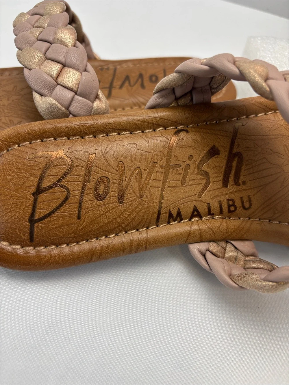 Blowfish Malibu Womens 10‎ Braided Double-Strap Slide Sandals in Blush&Gold #725